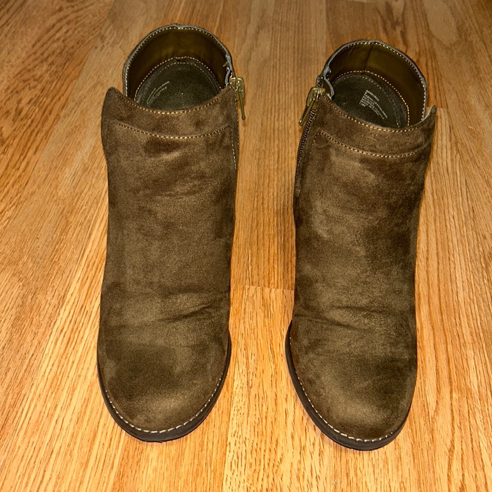 Worn twice Anne Klein suede Wedge Brown Bootie, comfortable and perfect height